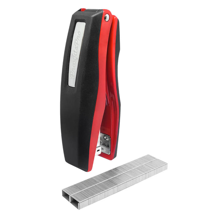 PraxxisPro Office Essentials - Basileus Full-Strip Ergonomic Grip Handheld Desktop Stapler - Fire Red