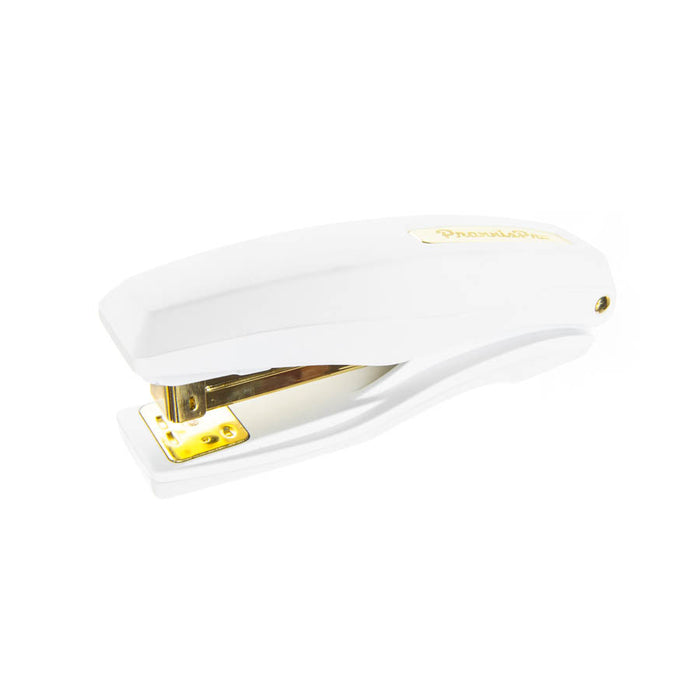 PraxxisPro Office Essentials - Basileus Full-Strip Ergonomic Grip Handheld Desktop Stapler - White Gold