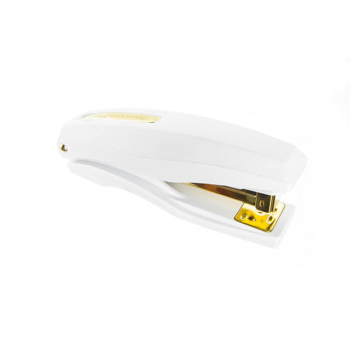 PraxxisPro Office Essentials - Basileus Full-Strip Ergonomic Grip Handheld Desktop Stapler - White Gold