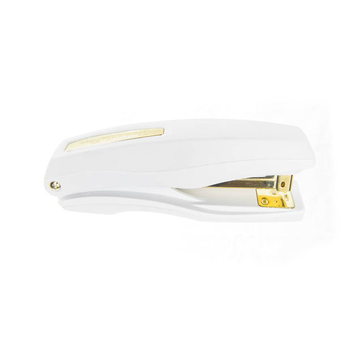 PraxxisPro Office Essentials - Basileus Full-Strip Ergonomic Grip Handheld Desktop Stapler - White Gold