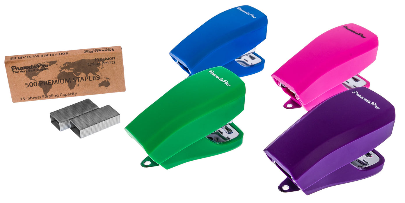 Aria Premium Color Mini Stapler 4-Pack