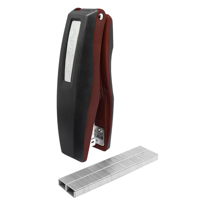 PraxxisPro Office Essentials - Basileus Full-Strip Ergonomic Grip Handheld Desktop Stapler - Merlot